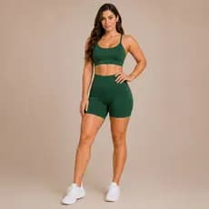 Conjunto Fitness Feminino Short Meia Coxa e Top Zero Transparência Suplex Premiun