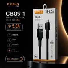 CABO MICROUSB 5.0A GOLD PRO TRANCADO EM TECIDO USB