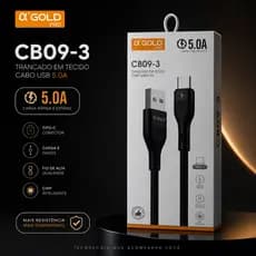 CABO TIPO-C 5.0A GOLD PRO TRANCADO EM TECIDO USB