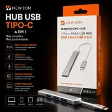 HUB USB Tipo-C 4 em 1 – USB 3.0 + 3x USB 2.0