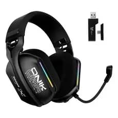 Headset Gamer RGB Sem Fio Wireless 2.4GHz Bluetooth 5.3 Wired USB -C Microfone Para PS5 PC e Celular