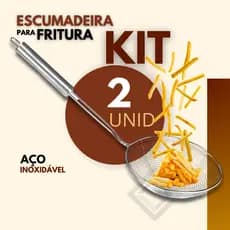 Kit 2 Peças - Escumadeira para Fritura Inox Batata Frita Torresmo para Bar Restaurante