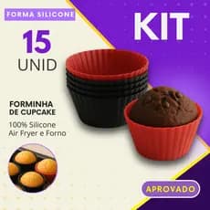 Kit 6 ou 15 Forminhas Cupcake de Silicone Mini Bolo Cozinha Air Fryer Forma Assadeira