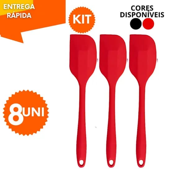 Kit  Utensilos 4 Epatula Pão Duro de Silicone 27cm Grande  Resistente Premium Para Casa Restaurante Altas Temperaturas