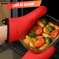 Luva de Silicone Forrada Anticalor + Brinde Cozinha