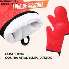Kit 02 Luva Térmica Silicone Antiderrapante Cozinha + Brinde