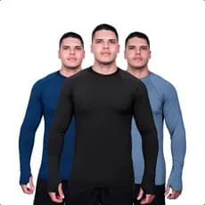 Kit 3 Camiseta de Ciclista Masculina Uv Dry Fit Solar C/ Dedo Termica Solar Segunda Pele Bike Moto