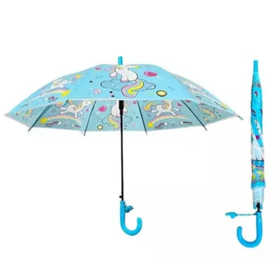 Guarda-chuva Infantil Automático Com Apito Unicórnio Colorido