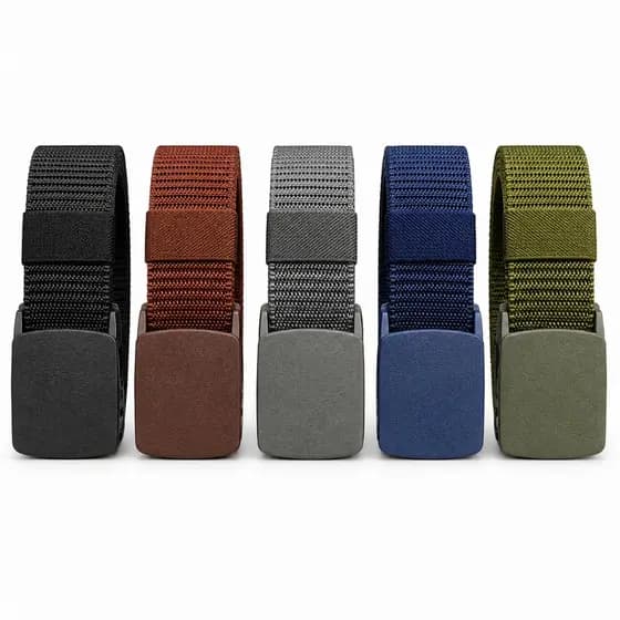 Cinto de Nylon em pacote com 12 com 1 marrom, 1 verde, 1 azul, 8 pretos, com tamanhos variados de 105-135 cm