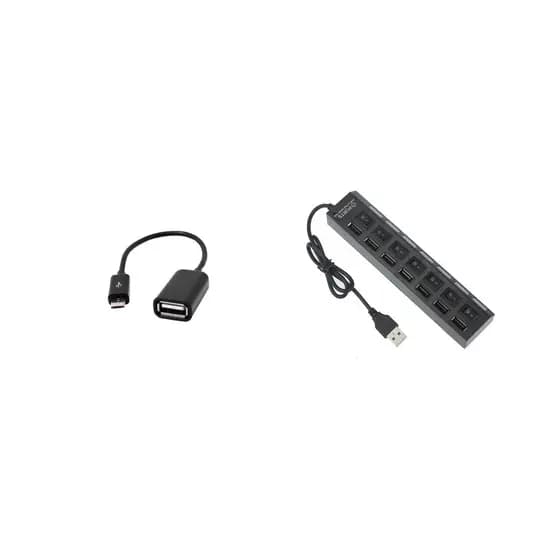 Kit Hub Usb Extensor De Portas Usb 2.0 + Cabo Otg Tipo C ou V8