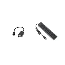Kit Hub Usb Extensor De Portas Usb 2.0 + Cabo Otg Tipo C ou V8