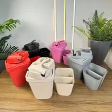 Kit para Organização de Pia com Lixeira, Rodinho, Porta Talheres e Porta Detergente