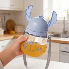 Garrafa Squeeze Infantil com Canudo e Alça para Lancheira