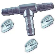 Espigão Tee Distribuição Ar P/ Mangueira 3/8 + Abraçadeira