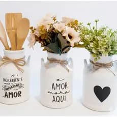 Kit 3 Leiteiras Decorativas Brancas – Porta Talheres e Vasos de Flores e Decoração