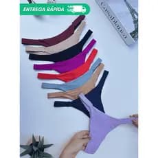 Kit 5 ou 2 calcinha fio bikini sem costura que não marca na roupa com forro 100% algodão