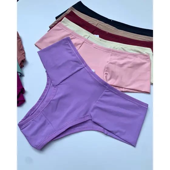 Kit 5 ou 2 Calcinha Pala Alta Lateral Dupla forro 100% algodão Não Marca Plus Size poliamida Confort