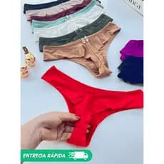 Kit Calcinhas Fio Dental Duplo Microfibra Poliamida Forro 100% Algodão Não Marca