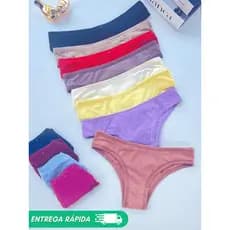 Kit 5 ou 2 Calcinhas 100% Algodão Cós Alto Lisa Feminina Forro Algodão Antialérgica Confortável P M G