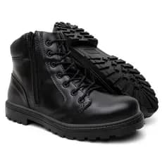 Bota Coturno Masculino Adventure Segurança Em Couro Ajuste Zíper Lateral Cano Médio Resistente