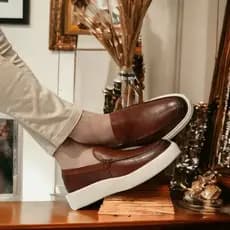 Sapato Social Masculino Loafer Sola Alta Casual De Luxo Elegante Em Couro Legitimo