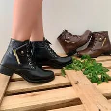 Bota Feminina Cano Baixo Confortável Moda Casual Moderno Zíper Lateral Botina Inverno