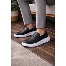 Mocassim Masculino Moderno Slip On Sola Alta Antiderrapante Sapato Social Elegante Confortável