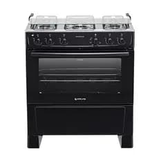 Fogão 5 Bocas Atlas Mônaco Plus com Mesa Inox e Acendimento Automático Preto Bivolt