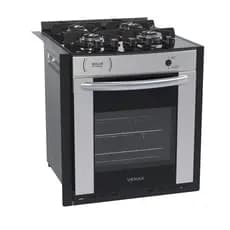 Fogão de Embutir Venax Gaudi Prisma Vitreo Bl 4 Bocas Gas Glp Inox