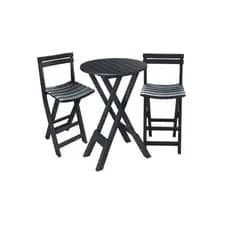 Kit Mesa Alta Dobrável +2 Cadeiras Altas Dobráveis Preto Arqplast