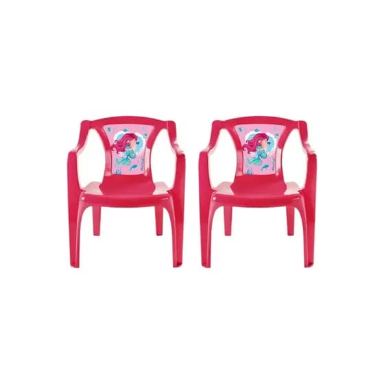 kit 2 Cadeiras Infantil Personagem Sereia Cor Rosa Arqplast