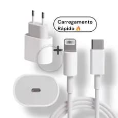 Kit Carregador Com Fonte e Cabo De Carregamento Rápido Carregador completo 1 Metro lightning