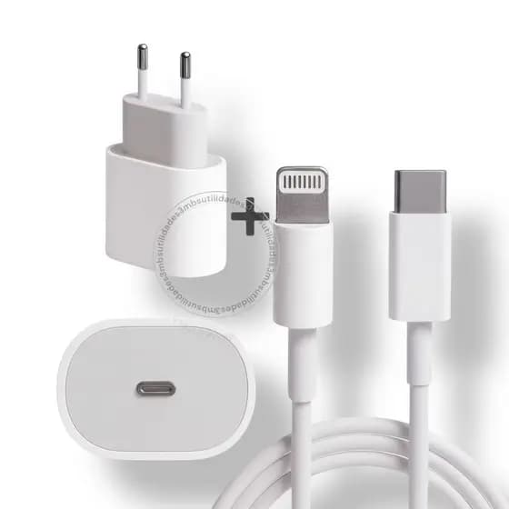 Kit Carregador De iPhone Fonte com Cabo Carregamento Rápido 20w USB-C