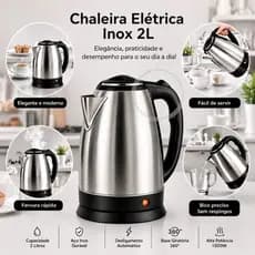 Chaleira Elétrica Inox 2 Litros Bivolt 110 v 220 v  para Café Chá Aquecimento  Rápido