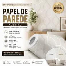 Papel De Parede Adesivo Geométrico Bege Cinza Moderno Lavável Decorativo 12 Metros