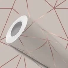 Papel de Parede Adesivo Nude Triângulos Rose Gold Fácil Instalação