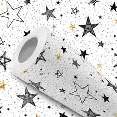Papel de Parede Adesivo Estrelas Pretas e Douradas Fácil Instalação