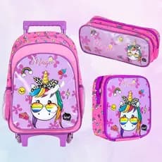 Kit Escolar Mochila - Lancheira e Estojo Infantil Unicórnio Magic - BRW | Infantil | Volta as Aulas | Maninas | Escolar