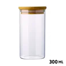 Pote Hermético Vidro Borossilicato 300ml Tampa Madeira