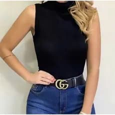 Blusa Garrafinha Feminina Tricot Modal Canelada Gola Alta / Blusinha Tricô / Envio 24hrs