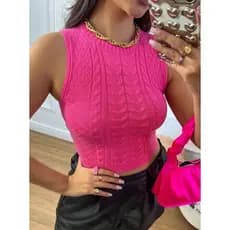 Cropped Trançado Tricot Modal / Blusa Trico / Blusinha Trançada / Tendência Moda Blogueira / Envio 24hrs
