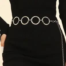 Cinto Feminino Corrente  Argola  Cintura Prata ou Dourado  Tamanho Único e  Plus Size Moda Luxo