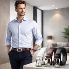Cinto Masculino Social Couro Sintético Largo Casual Básico Elegante