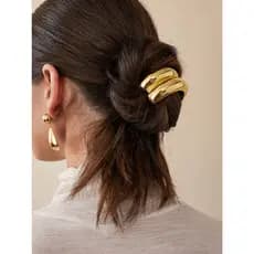 Prendedor Cabelo Metal Dourado Elástico  Kit 2 peças  Rabo de cavalo Luxo Rabicó