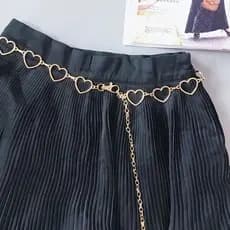 Cinto Corrente de Coração Feminino Prata Ou Dourado Moda Delicado Festa Balada