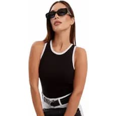 Regata Feminina Malha Canelada Básica Ribana Veste 38/44 Longa