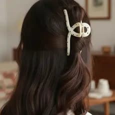 Piranha de Cabelo Grande 10cm Poá Presilha Retro Moda Grampo Preta