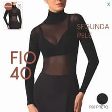 Blusa Segunda Pele Selene Gola Alta – Fio 40 Preta 9900