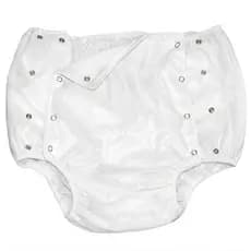 Calça Plástica Adulto Luxo Com Botão Senior Care Geriatrica Branca Impermeavel 02622