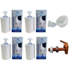 Kit Filtro De Barro Vela Carvão Ativado + Torneira E Boia Dosadora